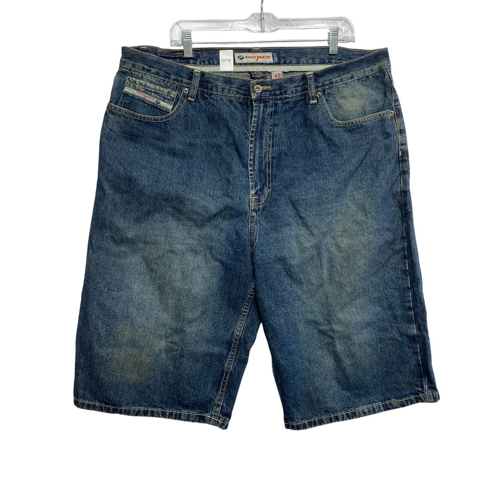 Paco Jeans Shorts Mens 40 Blue Utility Denim Relaxed Fit Baggy Y2K Streetwear
